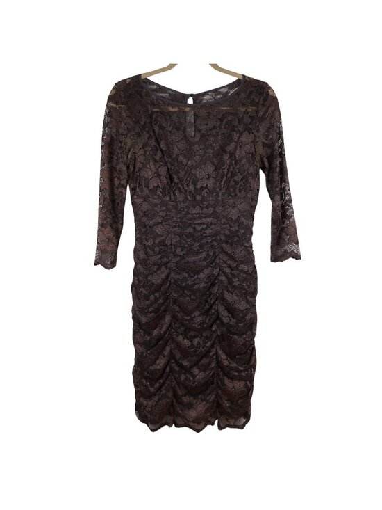 Eliza J Dresses & Skirts - Eliza J Royal Collection Size 6 Lace Cocktail Dress Ruched Bodycon 3/4 Sleeve